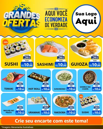 Modelo de Rede Social para Feed Instagram com o tema Grandes Ofertas para Comida japonesa