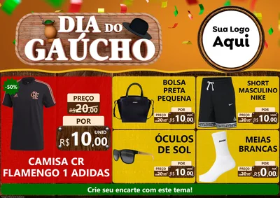 Modelo de Encarte para Encarte A4 Horizontal com o tema Dia do Gaúcho para Roupas e acessórios