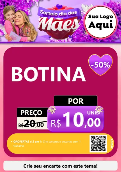 Modelo de Cartaz para Cartaz A4 Vertical com o tema Sorteio Dia das Mães para Agropecuária