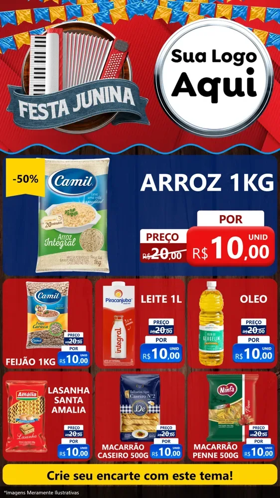 Modelo de Rede Social para Stories com o tema Festa Junina para Supermercado