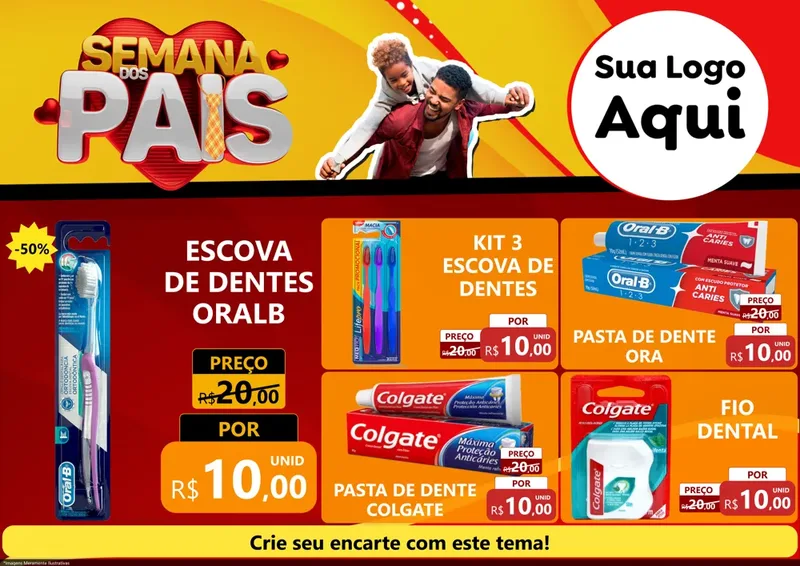 Modelo de Encarte para Encarte A4 Horizontal com o tema Semana Dos Pais para Higiene Pessoal