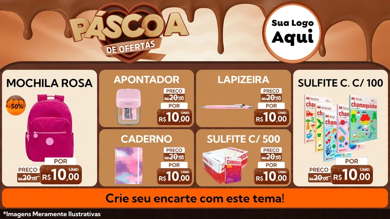 Modelo de TV para TV Horizontal com o tema Páscoa de Ofertas para Papelaria