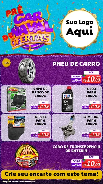 Modelo de TV para TV Vertical com o tema Pré Carnaval de Ofertas para Auto peças