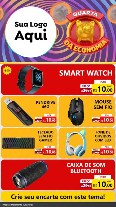 Modelo de TV para TV Vertical com o tema Quarta da Economia para Informática