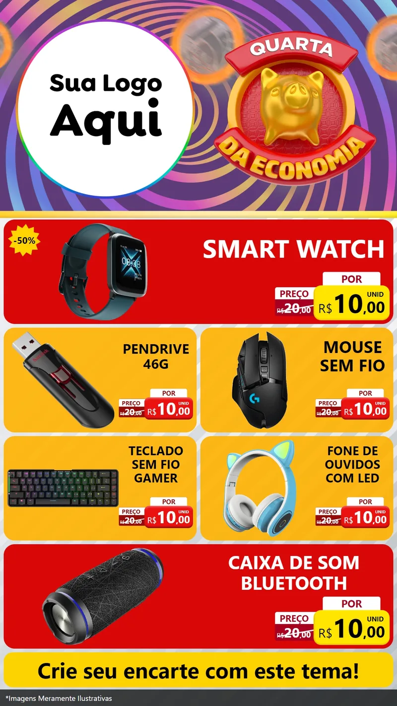 Modelo de TV para TV Vertical com o tema Quarta da Economia para Informática