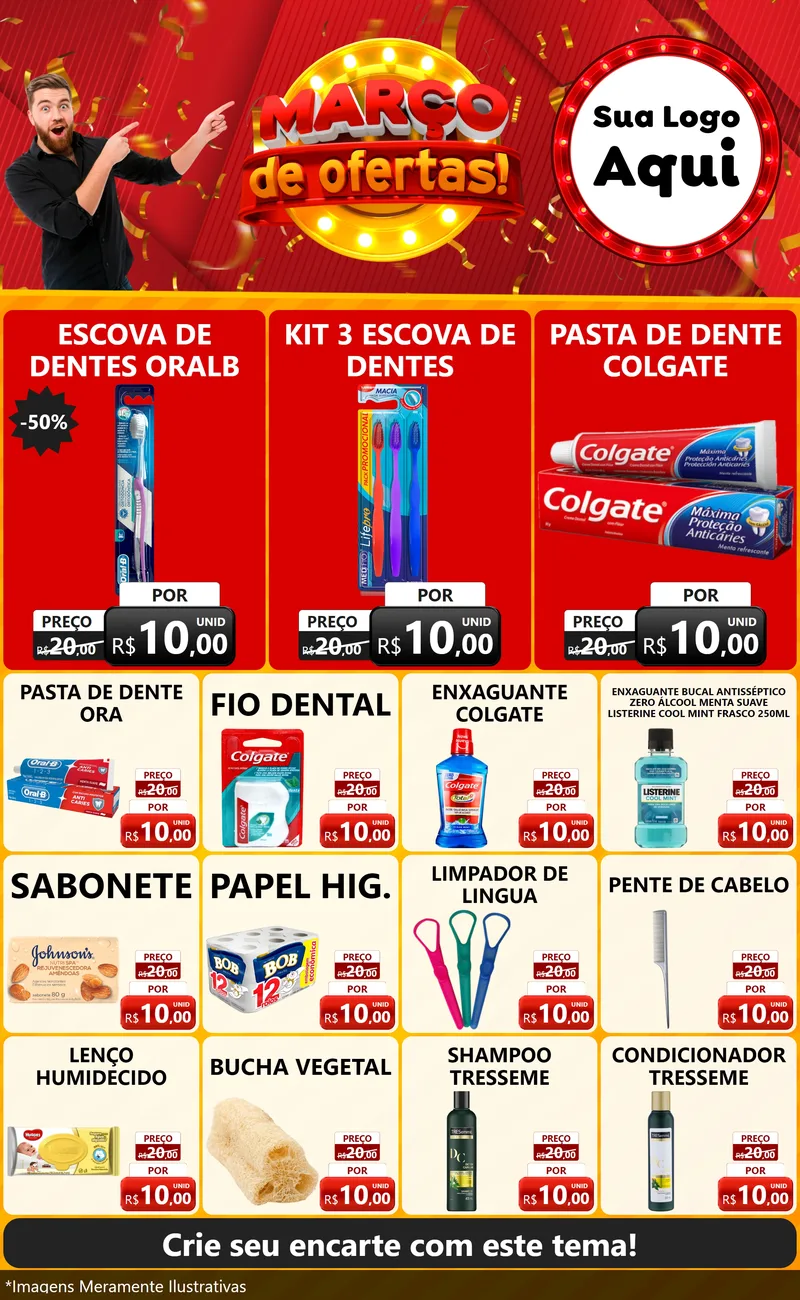 Modelo de Encarte para Encarte Grande com o tema Março de Ofertas! para Higiene Pessoal