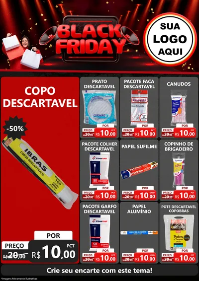 Modelo de Encarte para Encarte A4 Vertical com o tema Black Friday para Embalagens