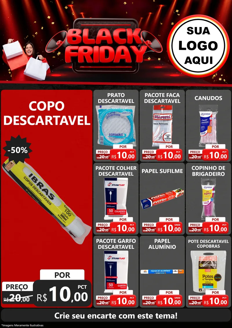 Modelo de Encarte para Encarte A4 Vertical com o tema Black Friday para Embalagens