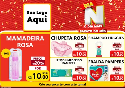 Modelo de Encarte para Encarte A4 Horizontal com o tema Dia N o Dia Mais Barato do Mês para Bebês