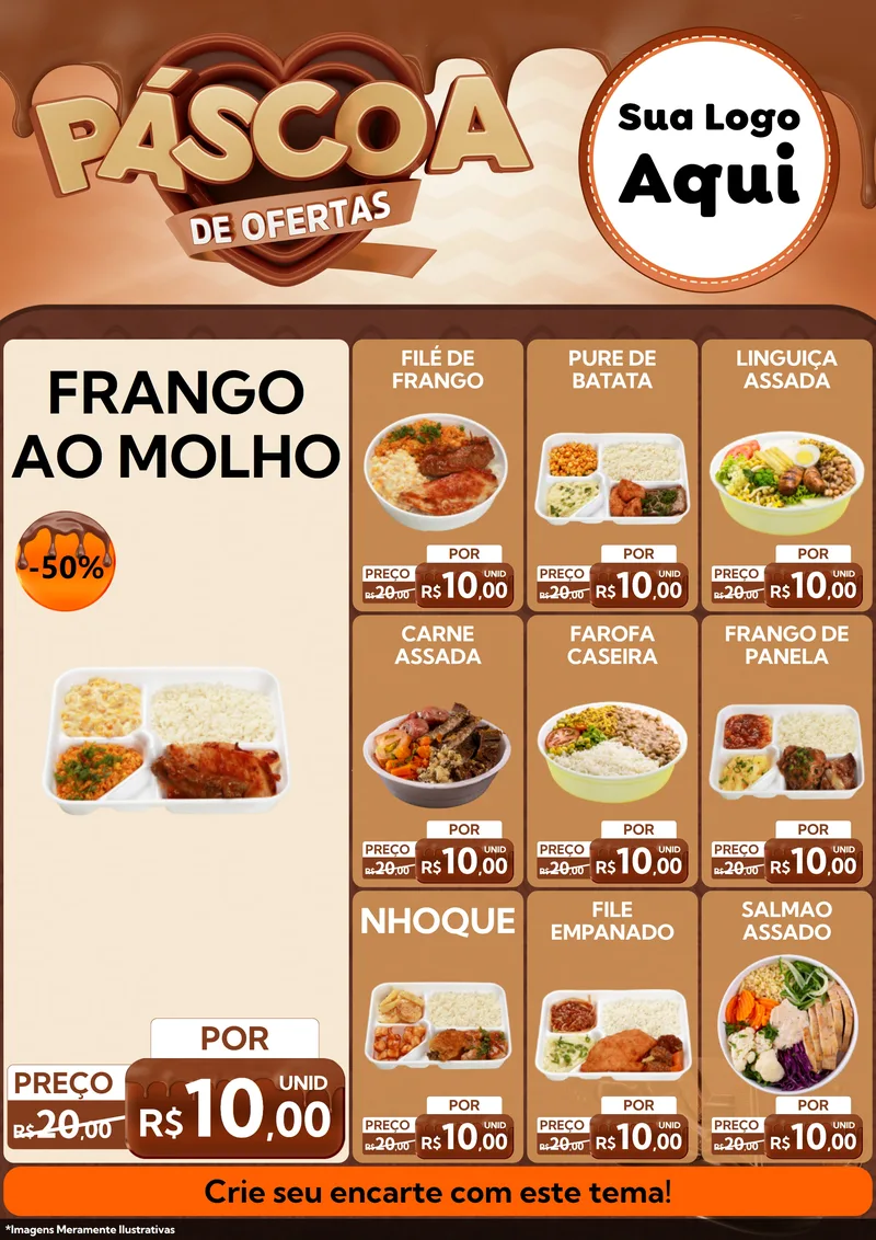 Modelo de Encarte para Encarte A4 Vertical com o tema Páscoa de Ofertas para Restaurante