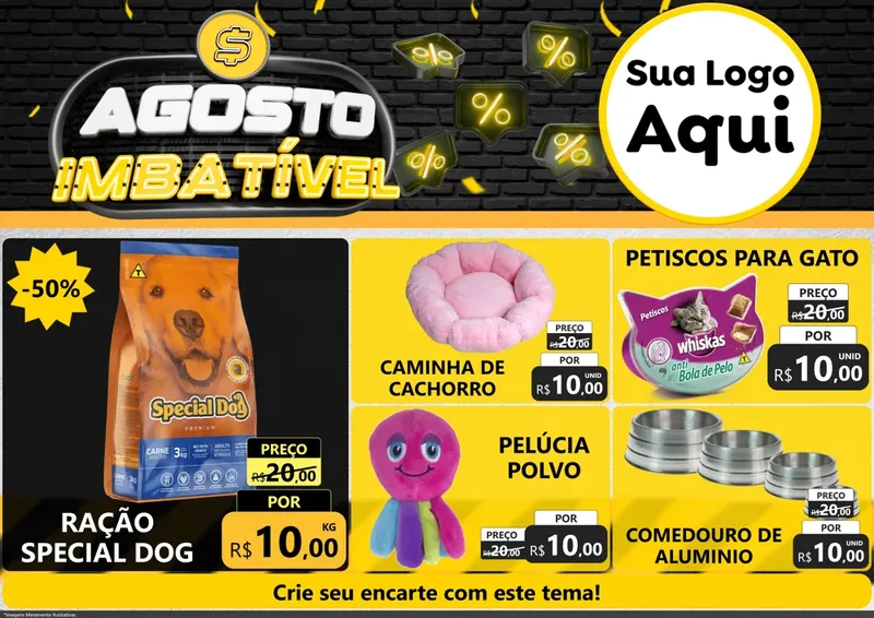 Modelo de Encarte para Encarte A4 Horizontal com o tema Agosto Imbatível para Pet Shop