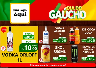 Modelo de Encarte para Encarte A4 Horizontal com o tema Dia do Gaúcho para Distribuidora de bebidas