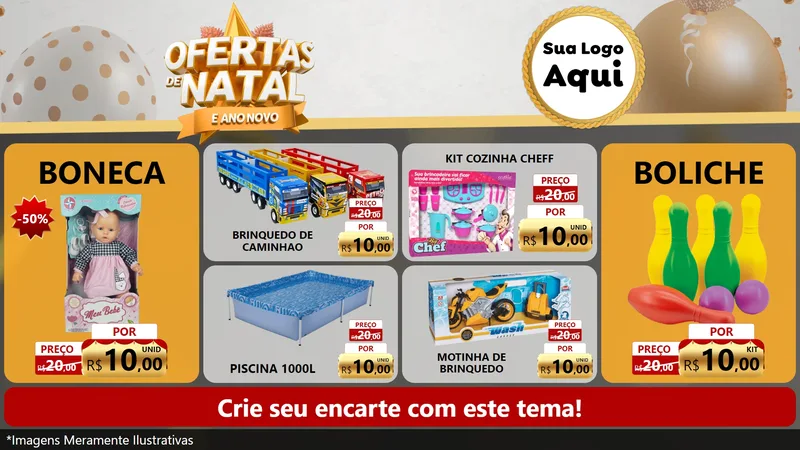 Modelo de TV para TV Horizontal com o tema Ofertas De Natal E Ano Novo para Brinquedos