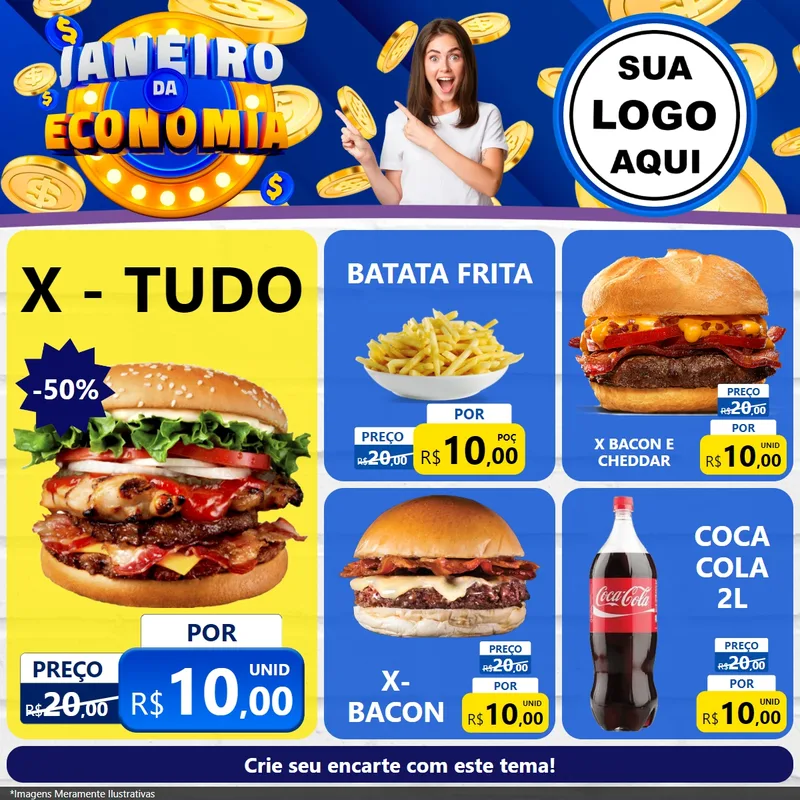 Modelo de Rede Social para Feed Facebook com o tema Janeiro da Economia para Hamburgueria