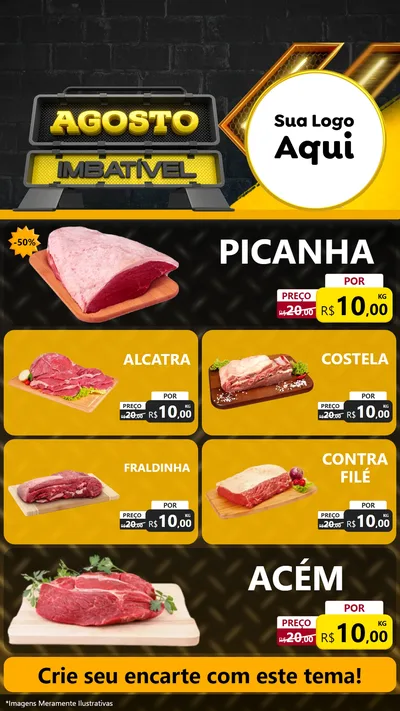 Modelo de TV para TV Vertical com o tema Agosto Imbatível para Açougue