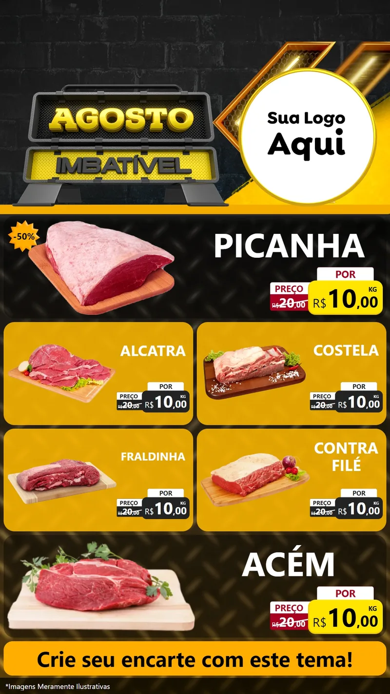 Modelo de TV para TV Vertical com o tema Agosto Imbatível para Açougue