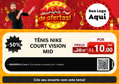 Modelo de Cartaz para Cartaz A4 Horizontal com o tema Março de Ofertas! para Calçados