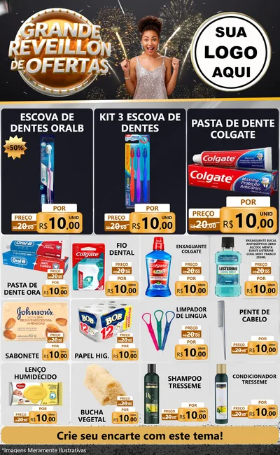 Modelo de Encarte para Encarte Grande com o tema Grande Réveillon de Ofertas para Higiene Pessoal