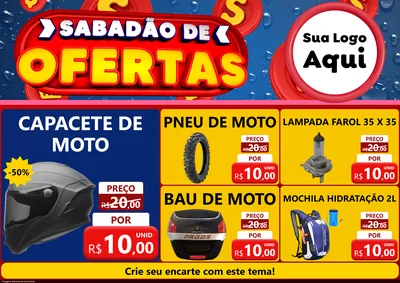 Modelo de Encarte para Encarte A4 Horizontal com o tema Sabadão de Ofertas para Moto peças