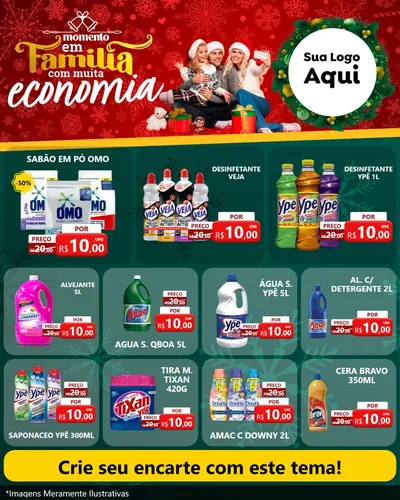 Modelo de Rede Social para Feed Instagram com o tema Momento em Família (Natal) para Produtos de Limpeza