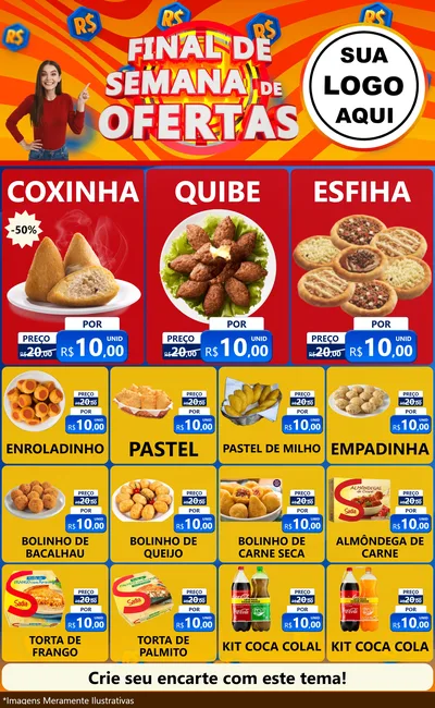 Modelo de Encarte para Encarte Grande com o tema Final de Semana de Ofertas para Salgadaria