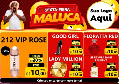Modelo de Encarte para Encarte A4 Horizontal com o tema Sexta-feira Maluca para Perfumes