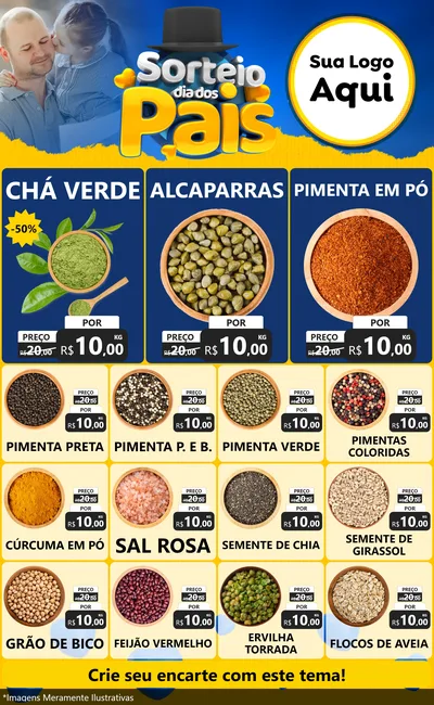 Modelo de Encarte para Encarte Grande com o tema Sorteio Dia Dos Pais para Produtos Naturais