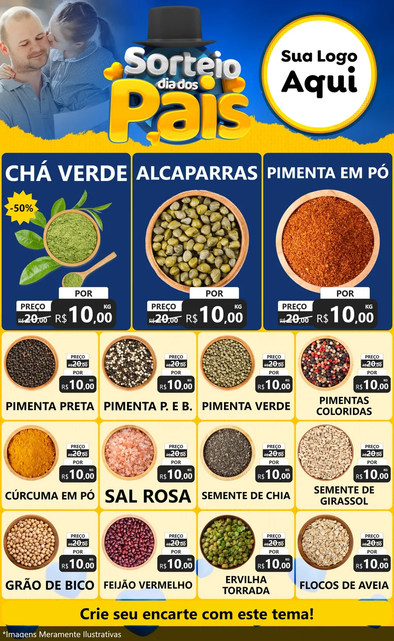 Modelo de Encarte para Encarte Grande com o tema Sorteio Dia Dos Pais para Produtos Naturais
