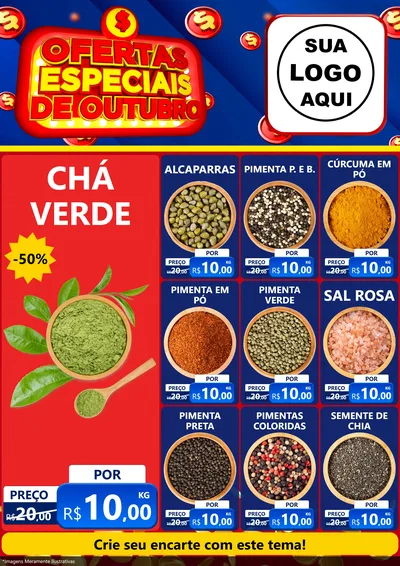 Modelo de Encarte para Encarte A4 Vertical com o tema Ofertas Especiais de Outubro para Produtos Naturais