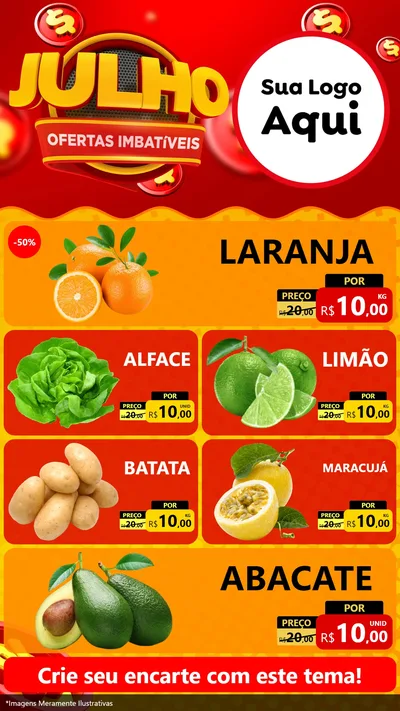 Modelo de TV para TV Vertical com o tema Julho Ofertas Imbatíveis para Hortifrúti
