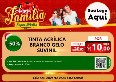 Modelo de Cartaz para Cartaz A4 Horizontal com o tema Alegria em Família Super Ofertas - Natal para Tintas e Ferramentas
