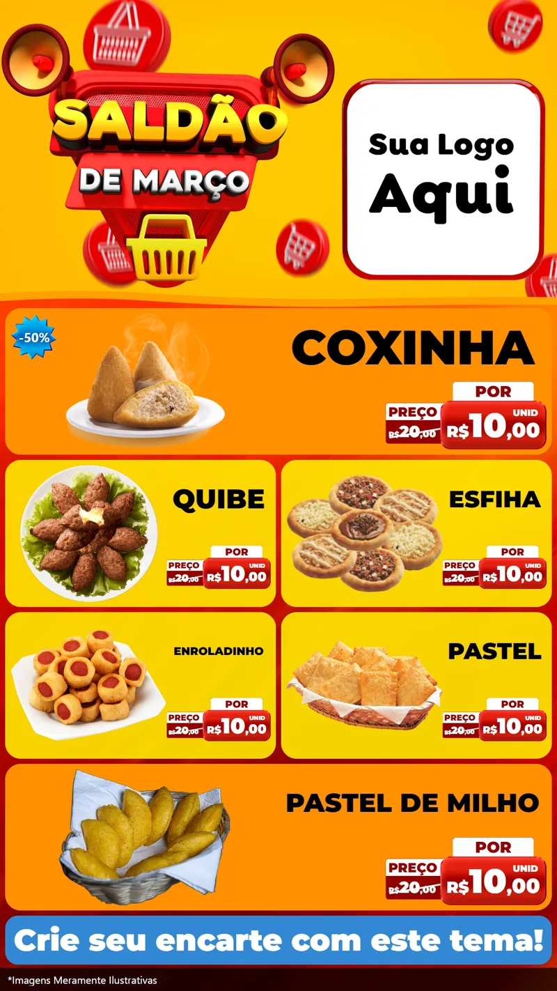 Modelo de TV para TV Vertical com o tema Saldão de Março para Salgadaria