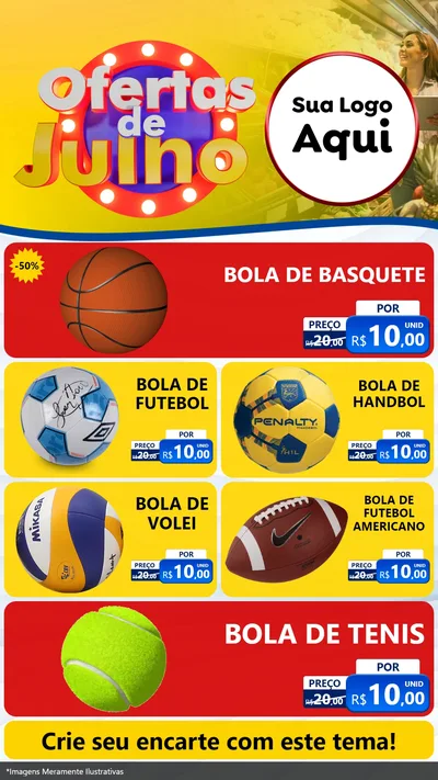 Modelo de TV para TV Vertical com o tema Ofertas de Julho para Artigos Esportivos