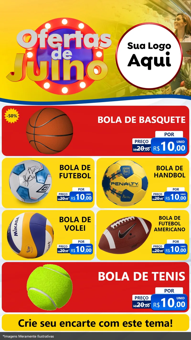 Modelo de TV para TV Vertical com o tema Ofertas de Julho para Artigos Esportivos