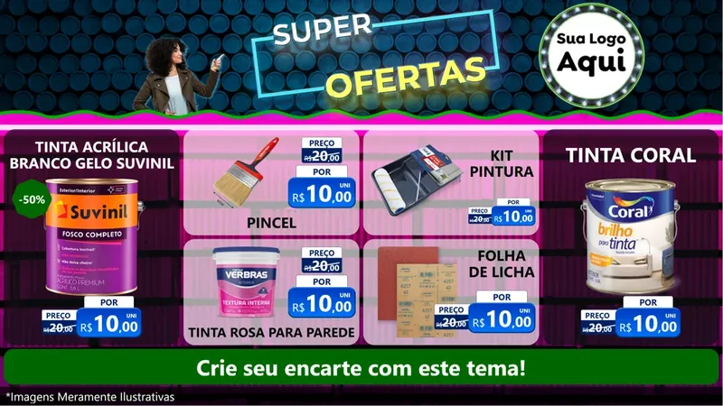 Modelo de TV para TV Horizontal com o tema Super Ofertas para Tintas e Ferramentas