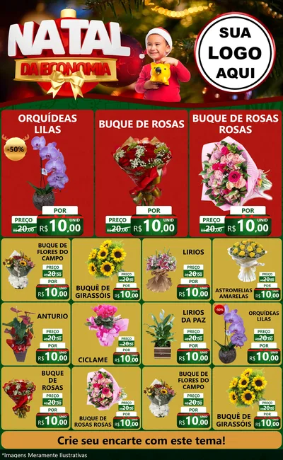 Modelo de Encarte para Encarte Grande com o tema Natal da Economia para Floricultura e jardim
