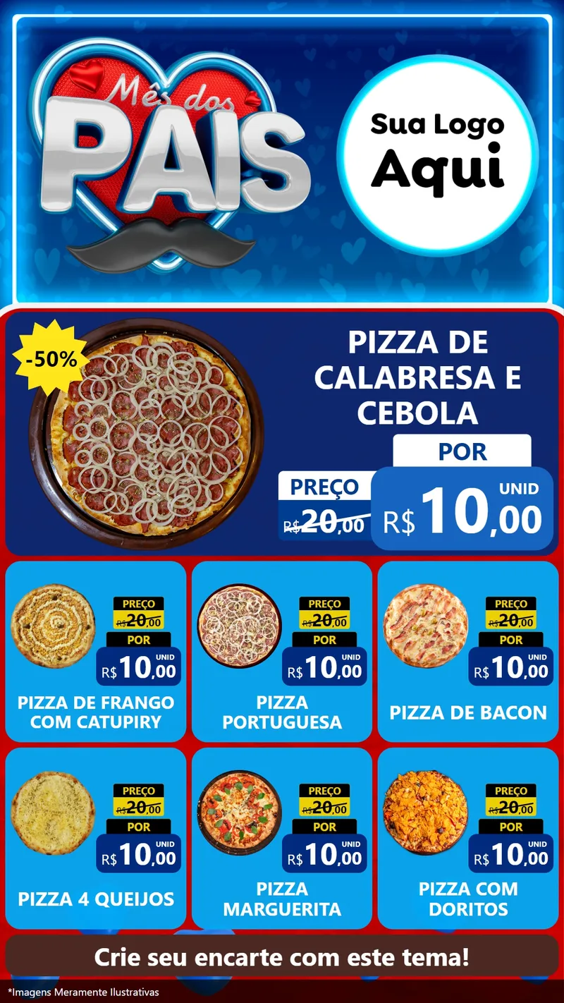 Modelo de Rede Social para Stories com o tema Mês Dos Pais para Pizzaria