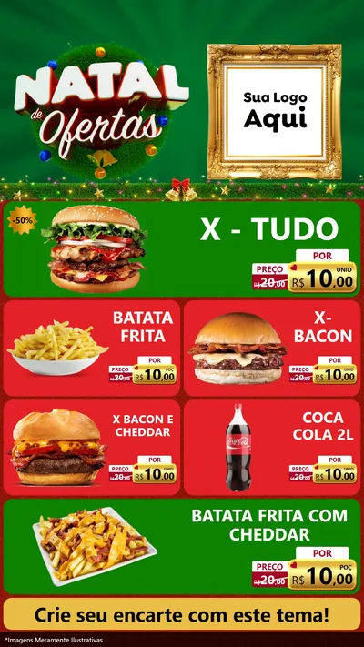 Modelo de TV para TV Vertical com o tema Natal de Ofertas para Hamburgueria