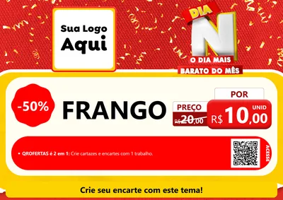 Modelo de Cartaz para Cartaz A4 Horizontal com o tema Dia N o Dia Mais Barato do Mês para Assados