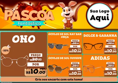 Modelo de Encarte para Encarte A4 Horizontal com o tema Páscoa Fantástica para Óticas