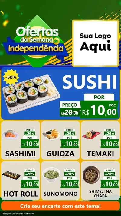 Modelo de Rede Social para Stories com o tema Ofertas da Semana da Independência para Comida japonesa