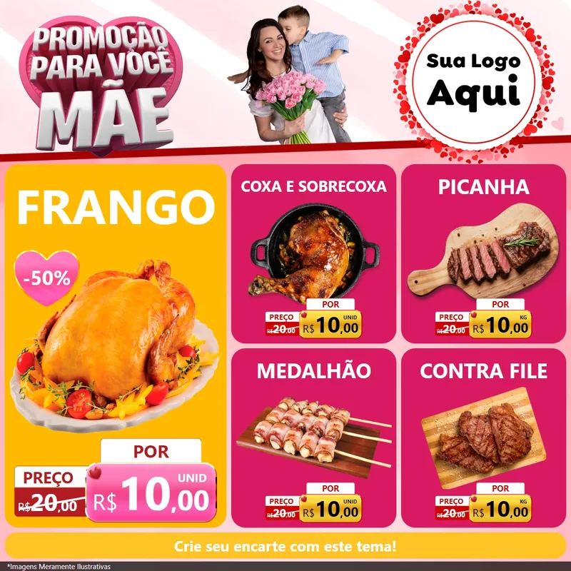 Modelo de Rede Social para Feed Facebook com o tema Promoção Para Você Mãe para Assados