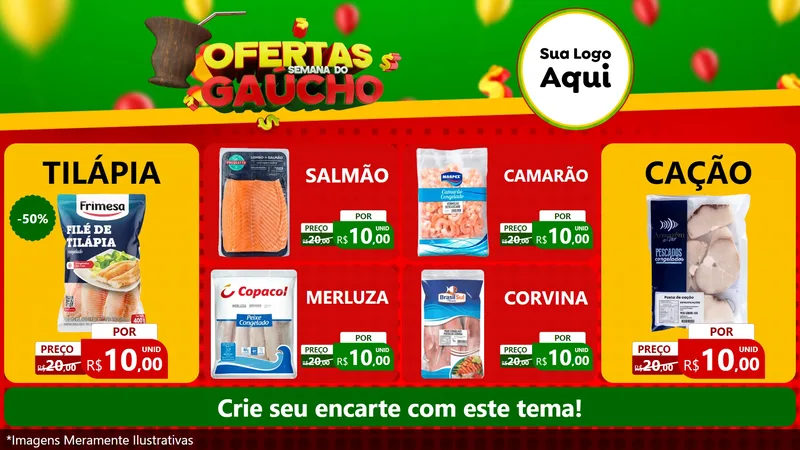 Modelo de TV para TV Horizontal com o tema Ofertas Semana Do Gaúcho para Peixaria