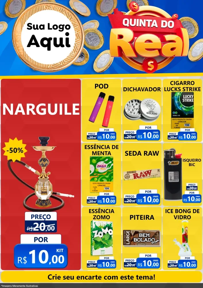 Modelo de Encarte para Encarte A4 Vertical com o tema Quinta do Real para Tabacaria