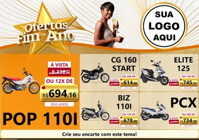Modelo de Encarte para Encarte A4 Horizontal com o tema Ofertas Fim de Ano para Concessionaria de Motos