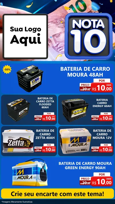Modelo de TV para TV Vertical com o tema Nota 10 para Baterias Elétricas