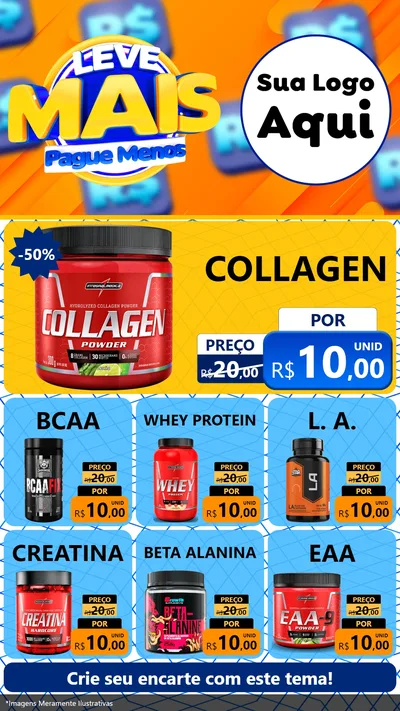 Modelo de Rede Social para Stories com o tema Leve Mais, Pague Menos para Suplementos alimentares
