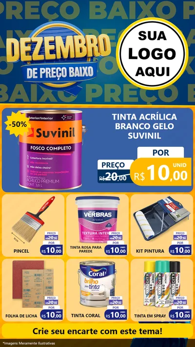 Modelo de Rede Social para Stories com o tema Dezembro de Preço Baixo para Tintas e Ferramentas