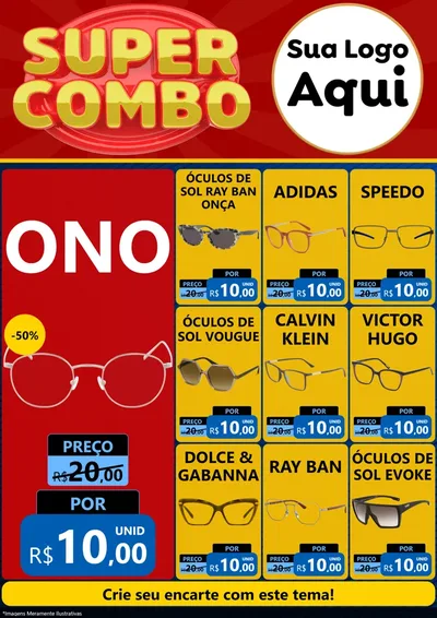 Modelo de Encarte para Encarte A4 Vertical com o tema Super Combo para Óticas