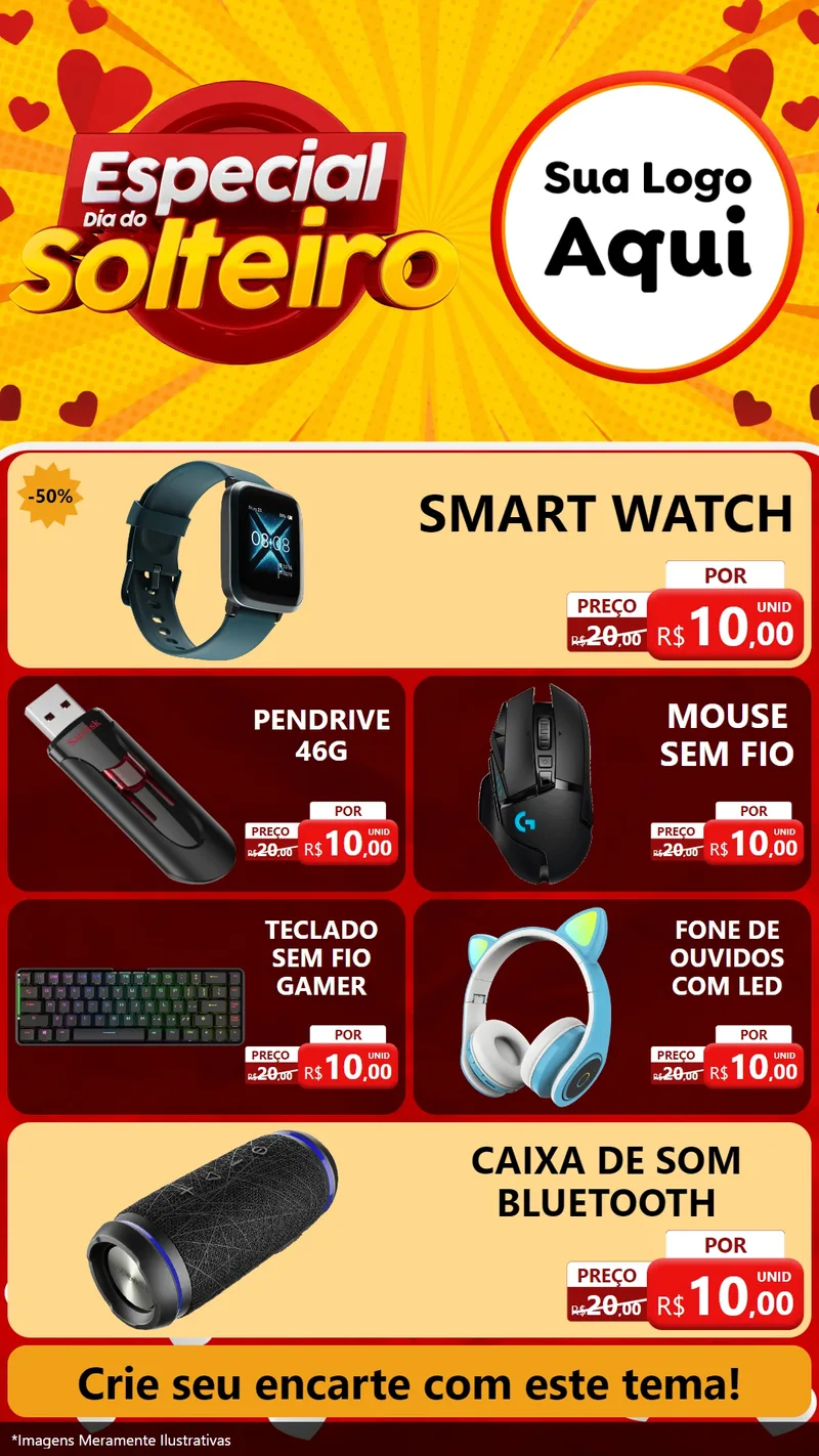 Modelo de TV para TV Vertical com o tema Especial Dia do Solteiro para Informática